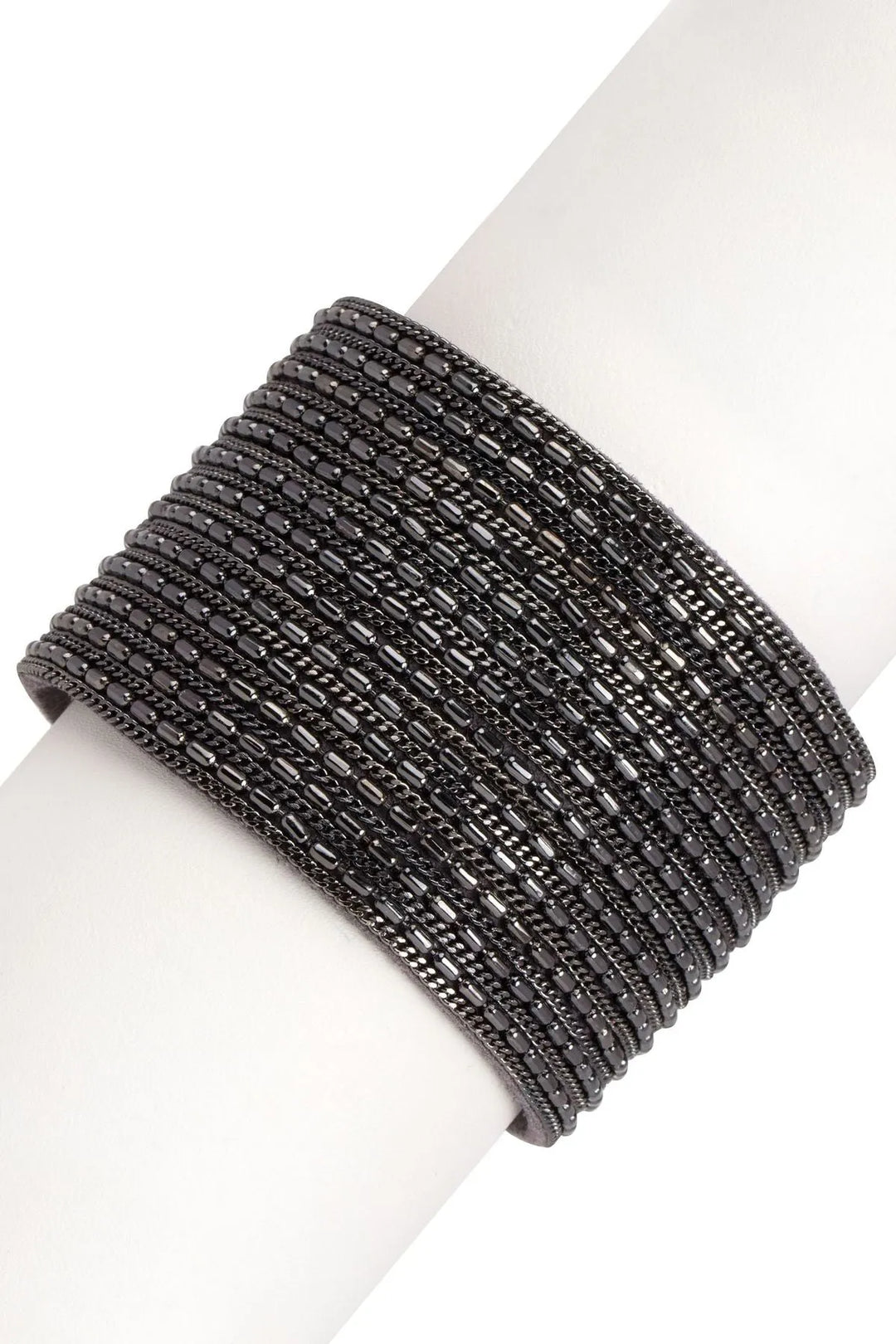 Rock n Roll Leather Beaded Cuff Bracelet | SAACHI Rock n Roll Leather Beaded Cuff Bracelet | SAACHI
