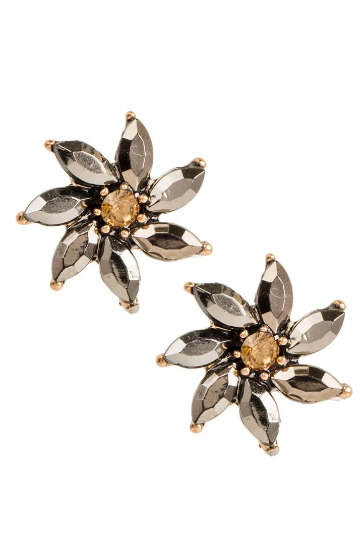 Crystal Flower Earring Gray