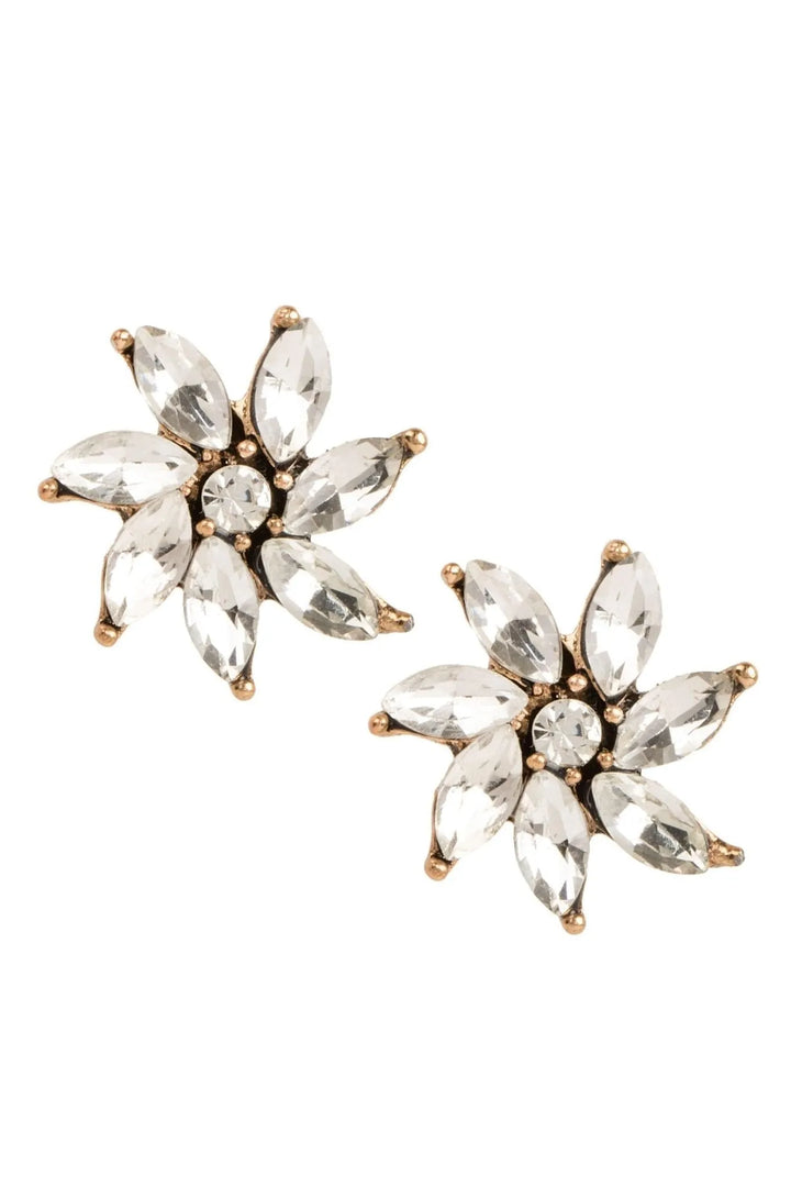 Crystal Flower Earring White