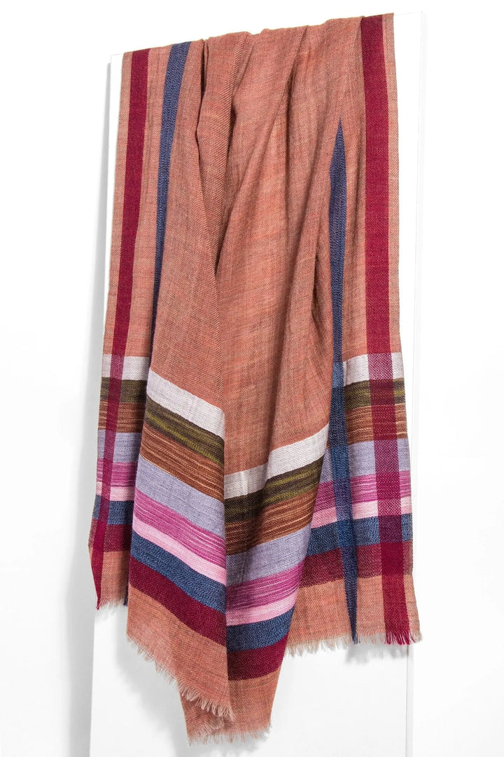 Plaid Border Scarf Light Salmon