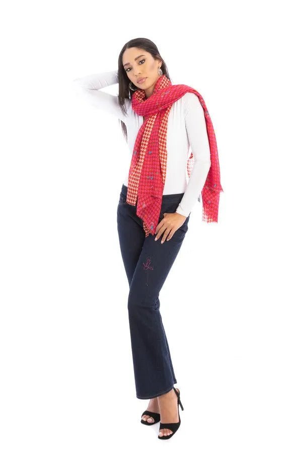 Fun Houndstooth Scarf Light Coral