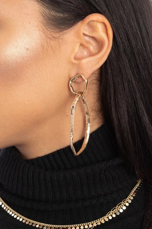 Hand Hewn Earring Gold