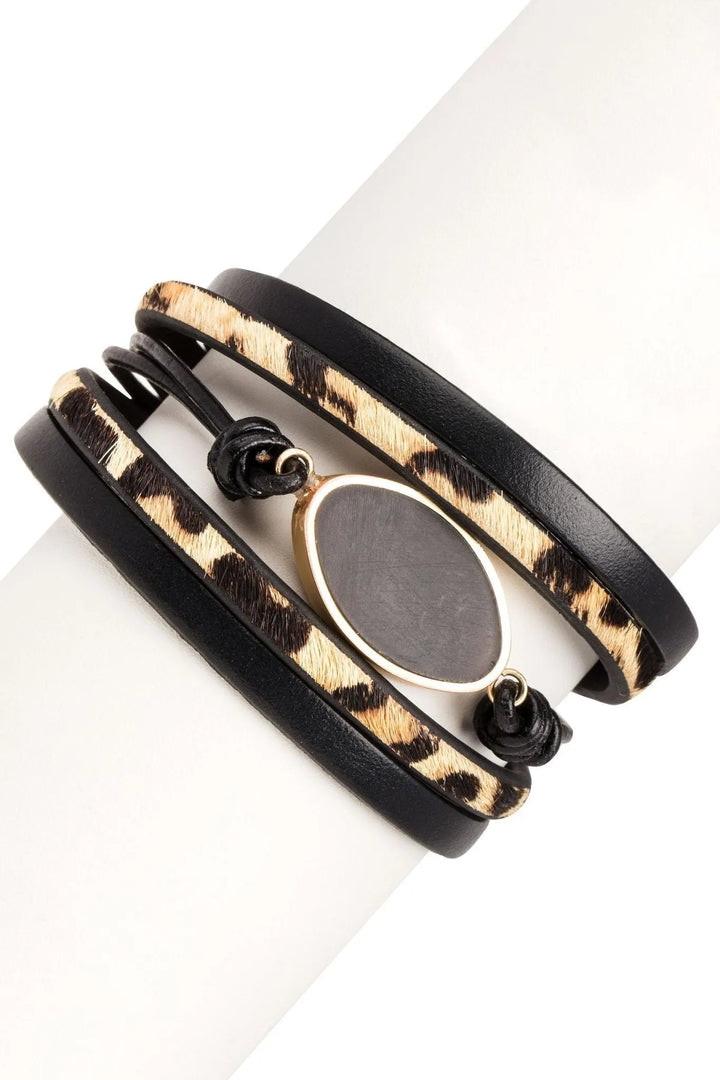 Perfectly Wild Leather Bracelet Black