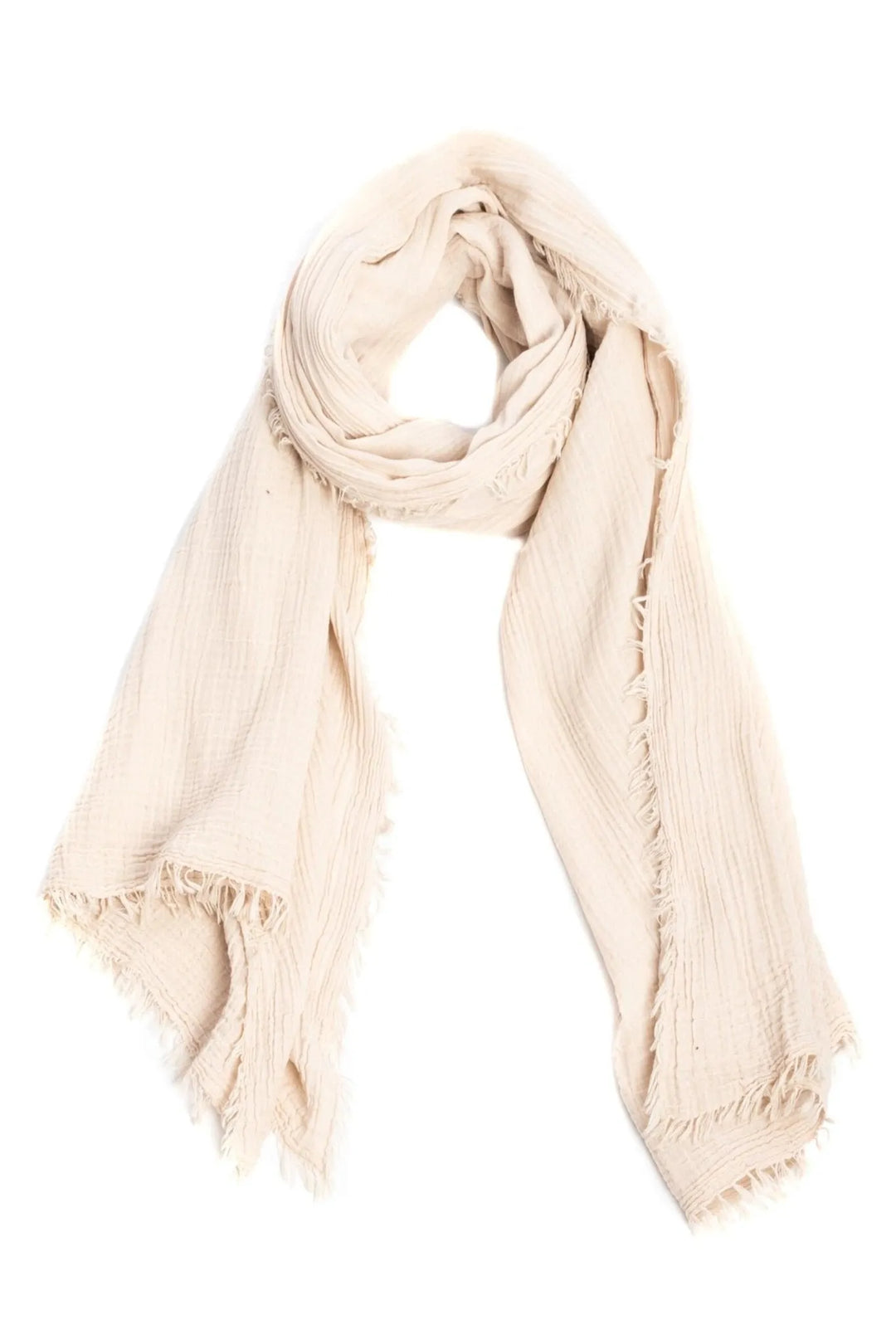 Solid Cotton Fringed Scarf Linen