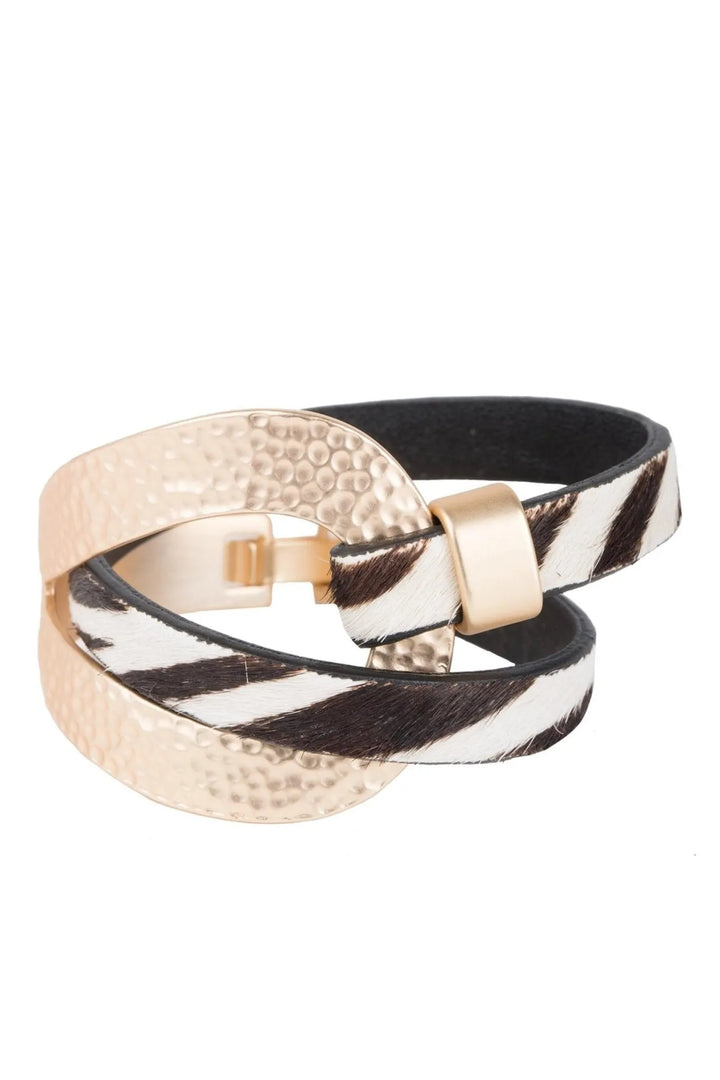 Wild Loop Leather Bracelet Gold