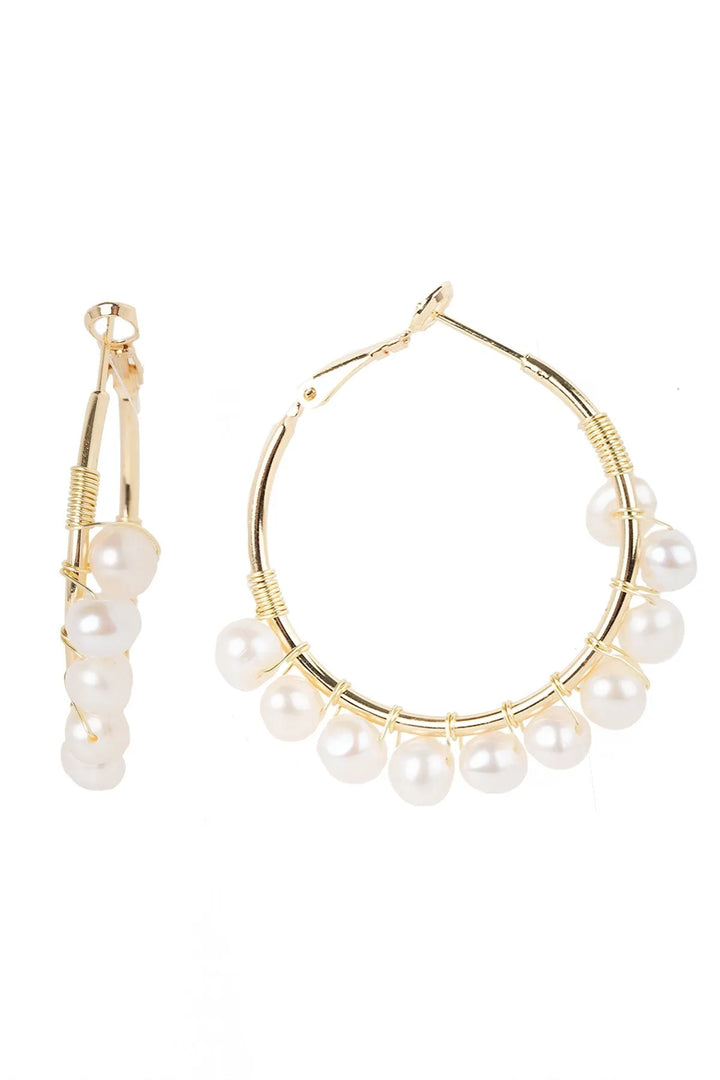 Rushing Water Pearl Hoop Earring White