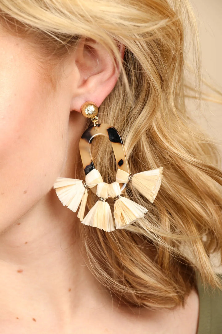 Montauk Resin and Tassel Earring Corn Silk