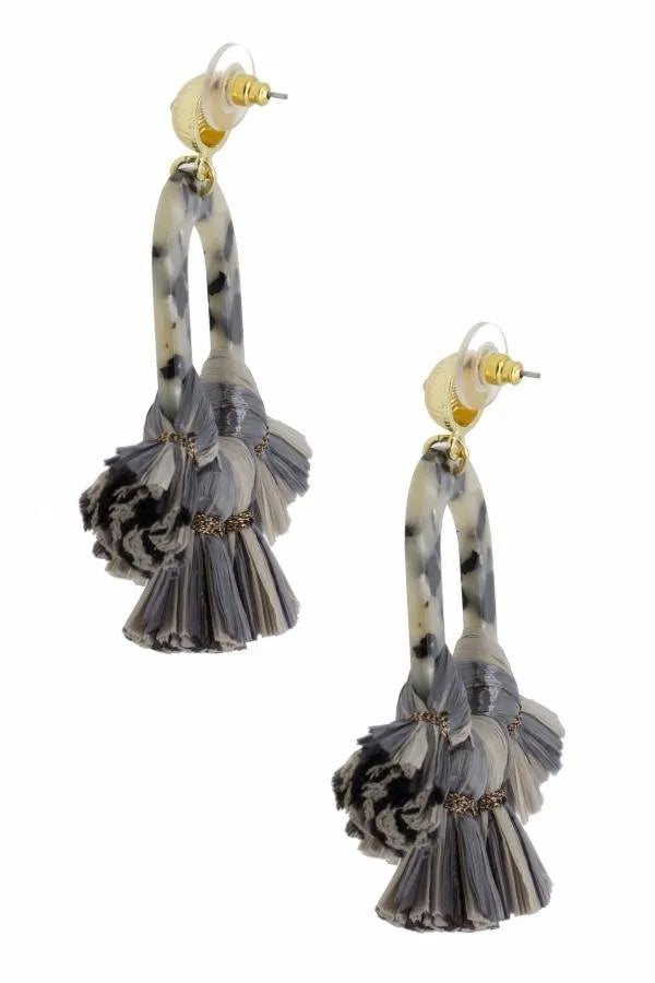 Montauk Resin and Tassel Earring Grey