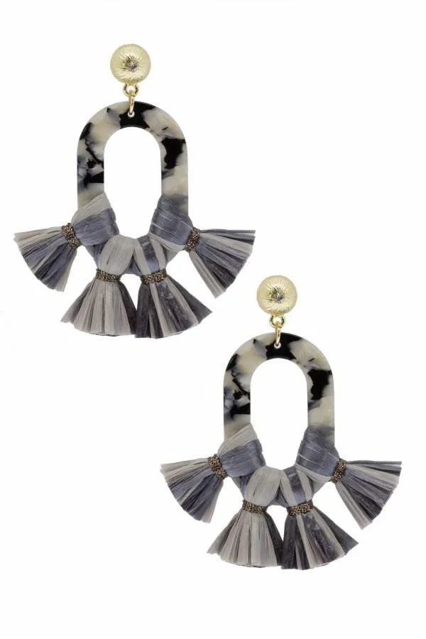 Montauk Resin and Tassel Earring Grey