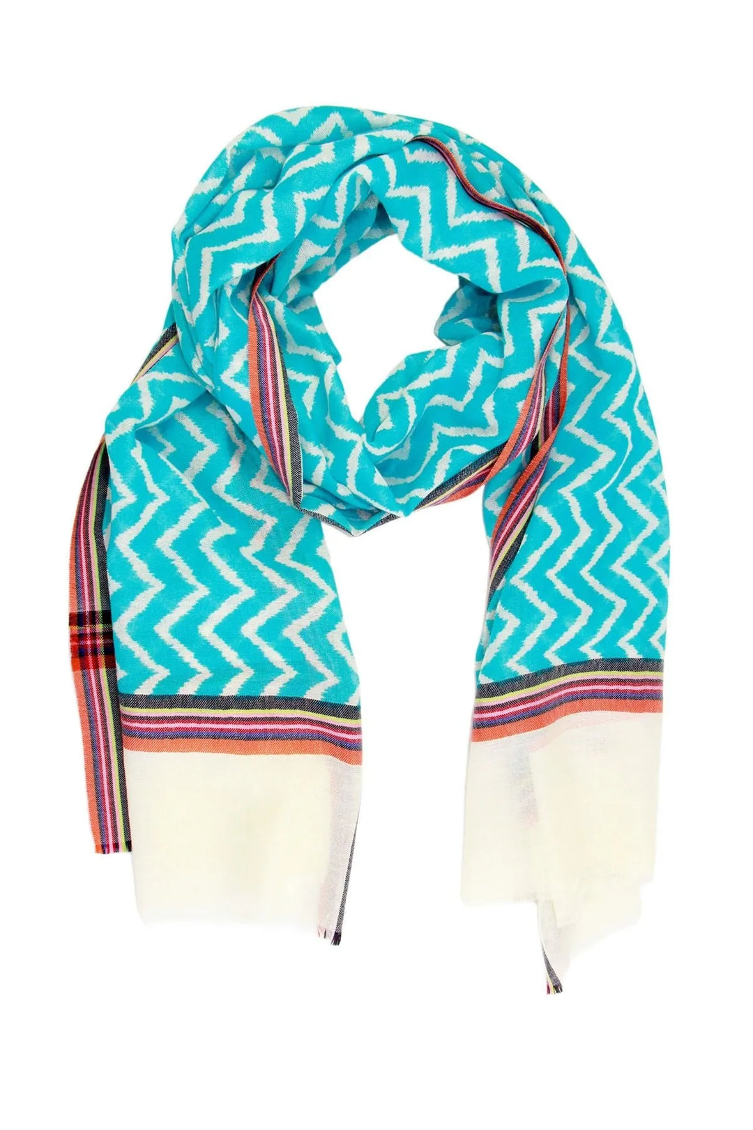 Chevron Print Turquoise Scarf Dark Turquoise