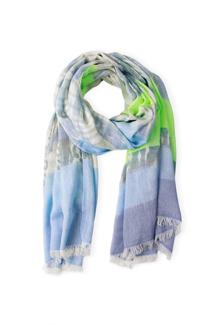 Ebraxas Neon Striped Scarf Light Sky Blue