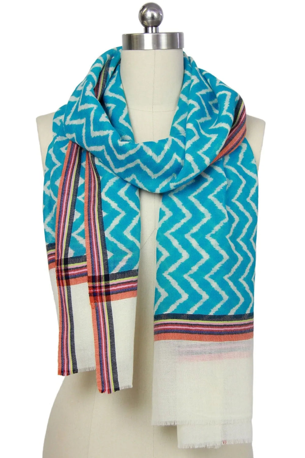 Chevron Print Turquoise Scarf Dark Turquoise