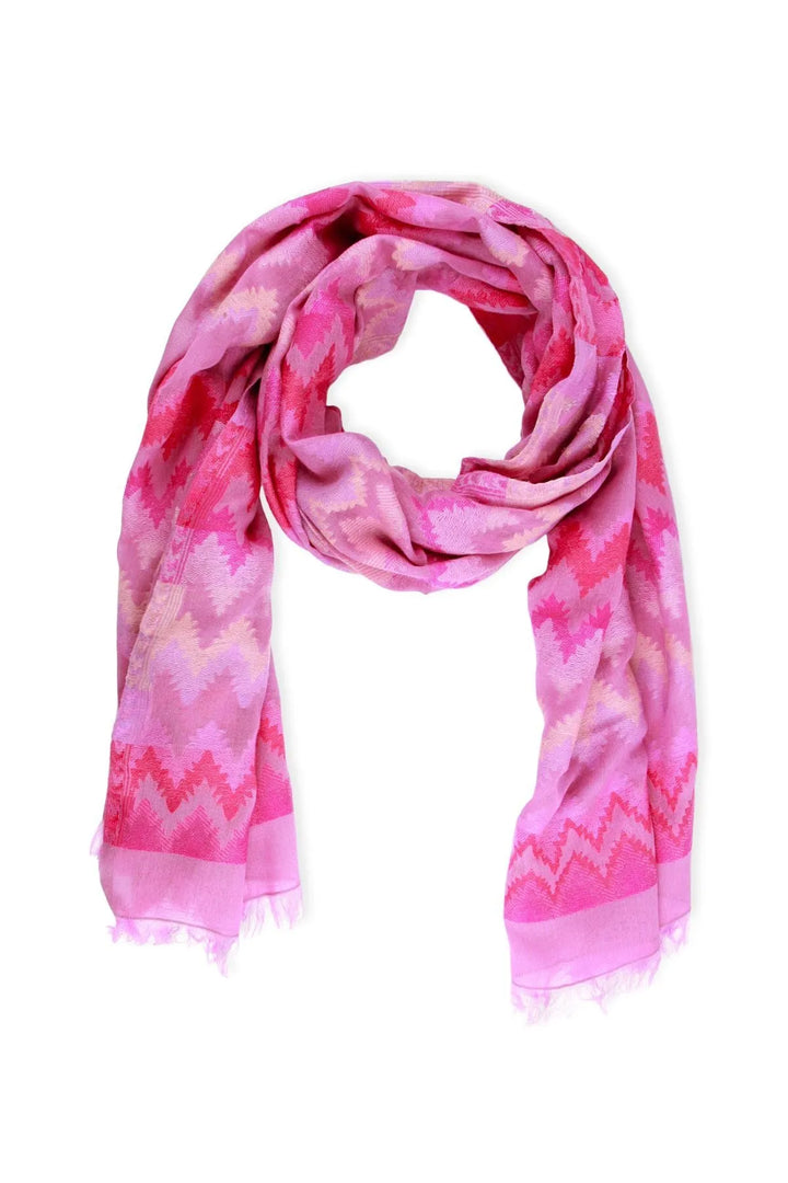 Zig Zag Woven Scarf Hot Pink