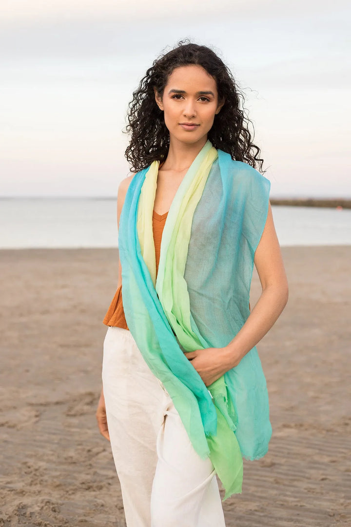 Cashmere Ombre Scarf Turquoise