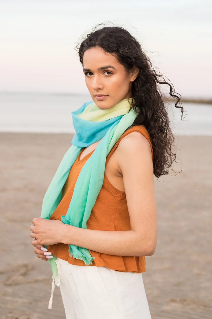 Cashmere Ombre Scarf Turquoise