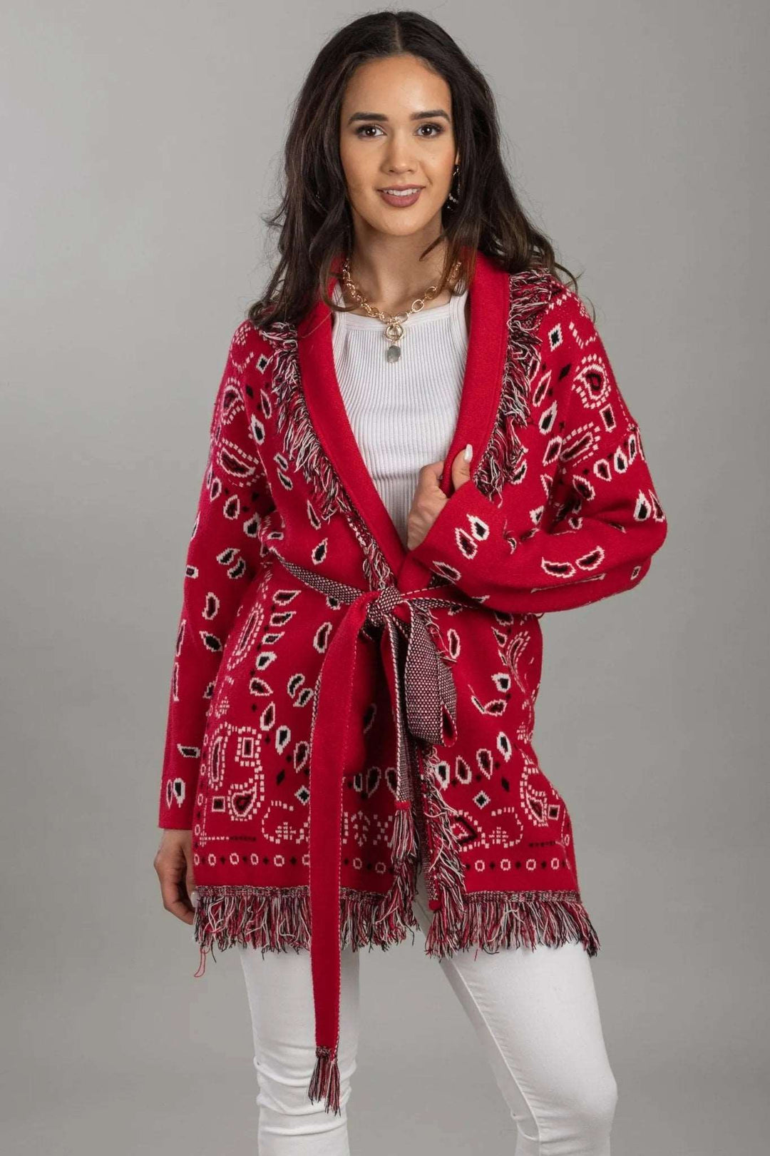 Bandana Paisley Kimono - SAACHI - Red - Kimono