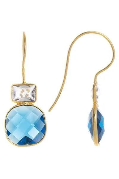 Cushion Drop Gemstone Earrings - SAACHI - Royal Blue - Gemstone Earring