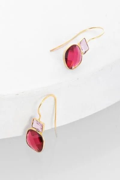 Cushion Drop Gemstone Earrings - SAACHI - Pale Violetred - Gemstone Earring