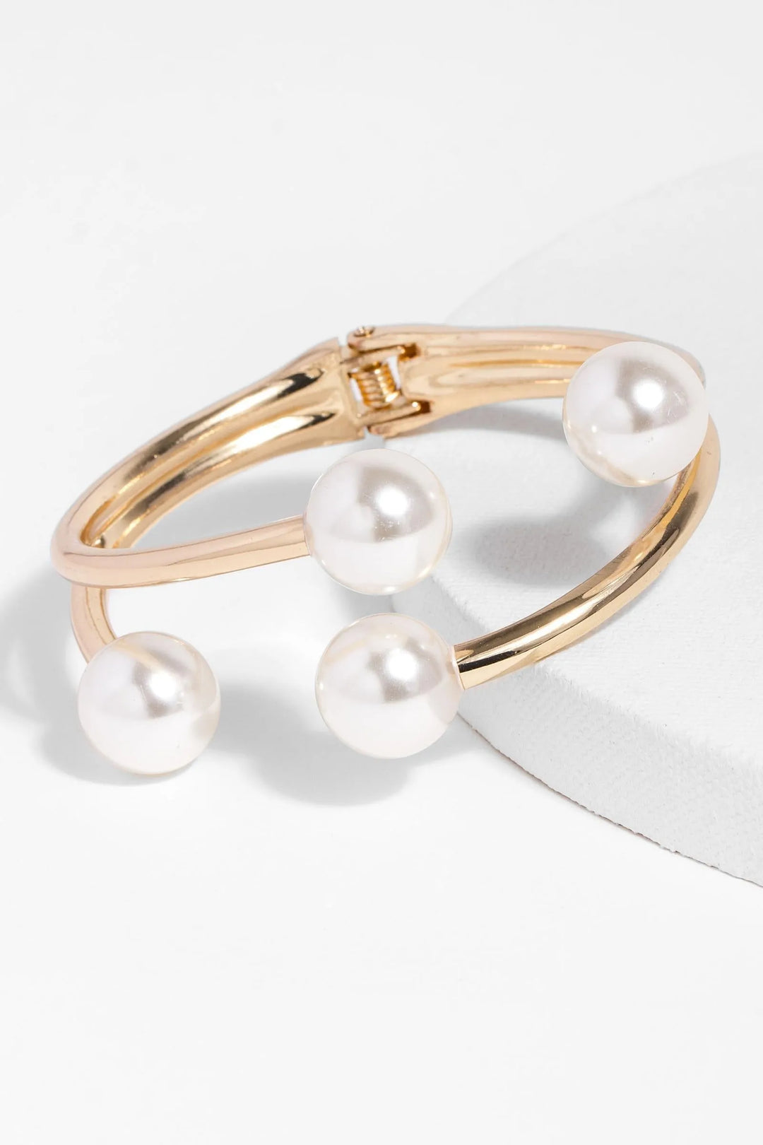 Hinged Pearl Cuff Bracelet Gold