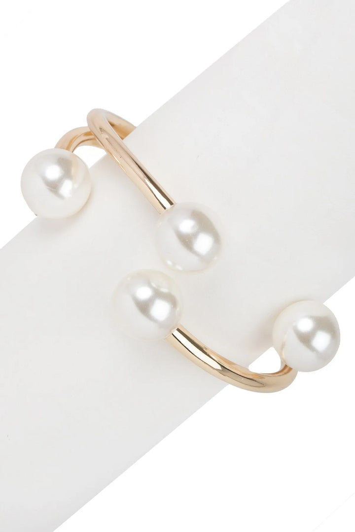 Hinged Pearl Cuff Bracelet Gold