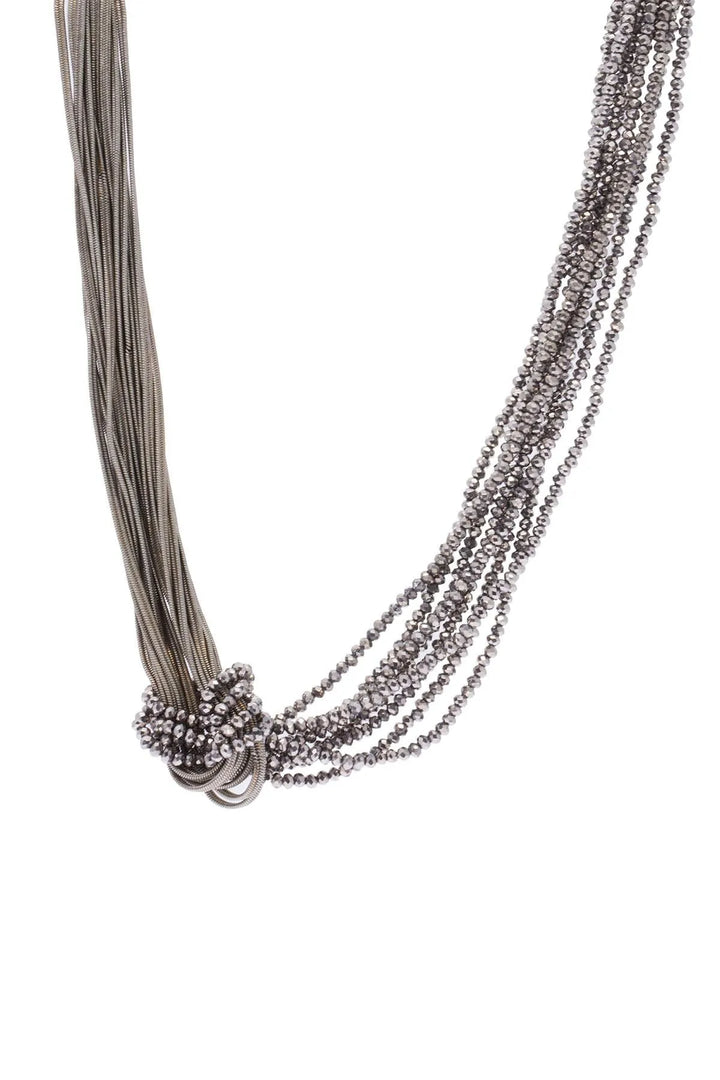 Knotted Chain Layered Statement Necklace Silver