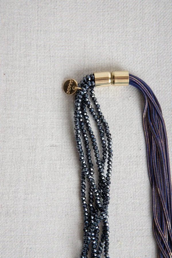 Knotted Chain Layered Statement Necklace Navy