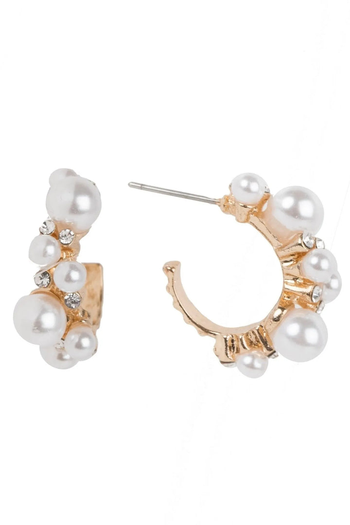 Scatter Pearl Hoop Earring Gold