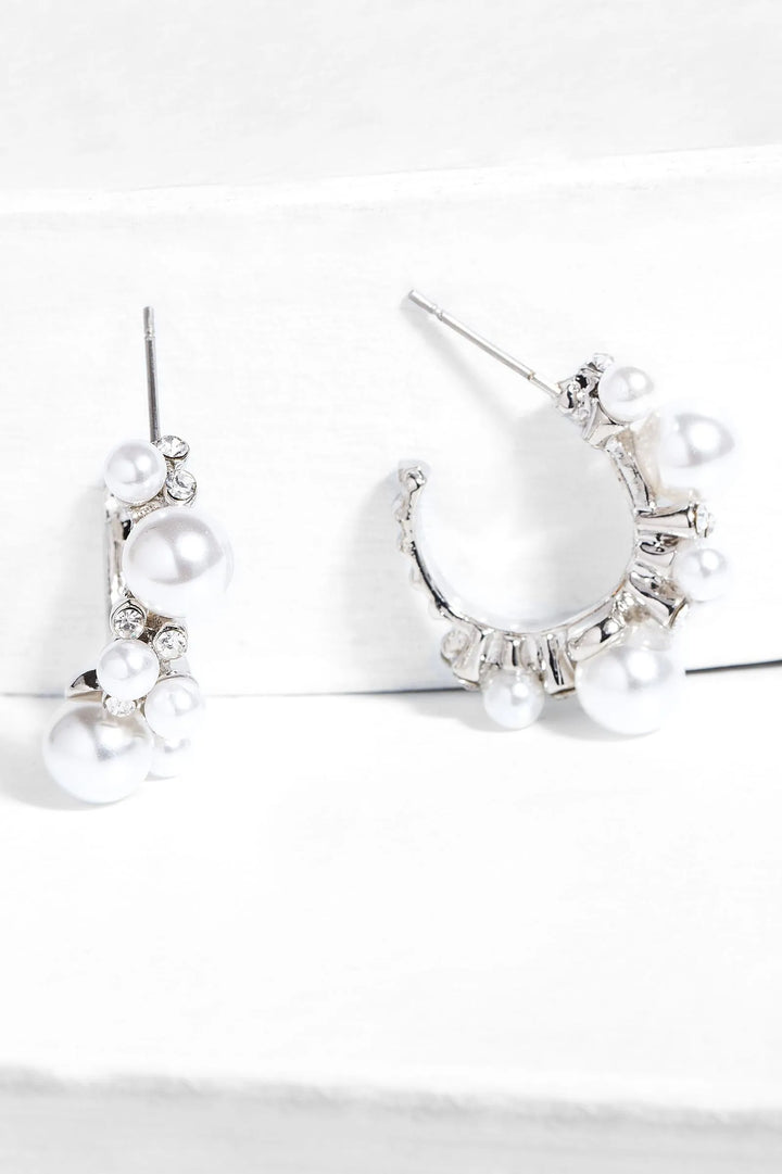 Scatter Pearl Hoop Earring Silver