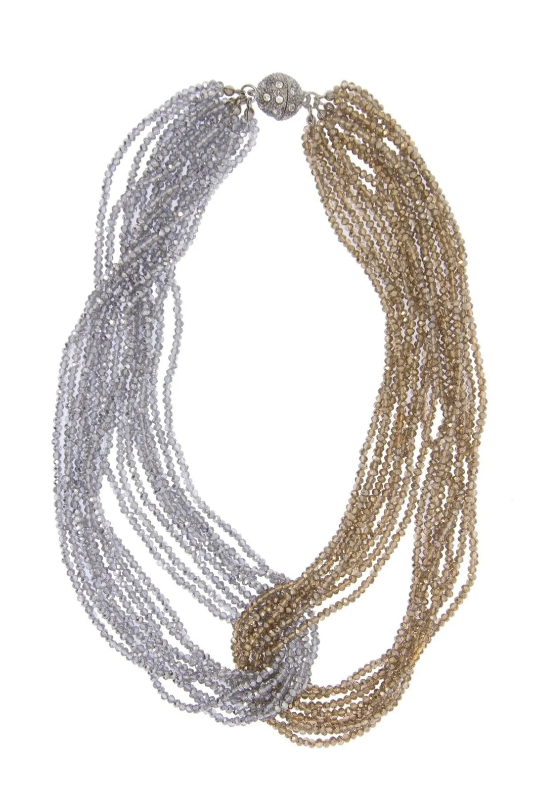 Two-Toned Short Beaded Statement Necklace Silver