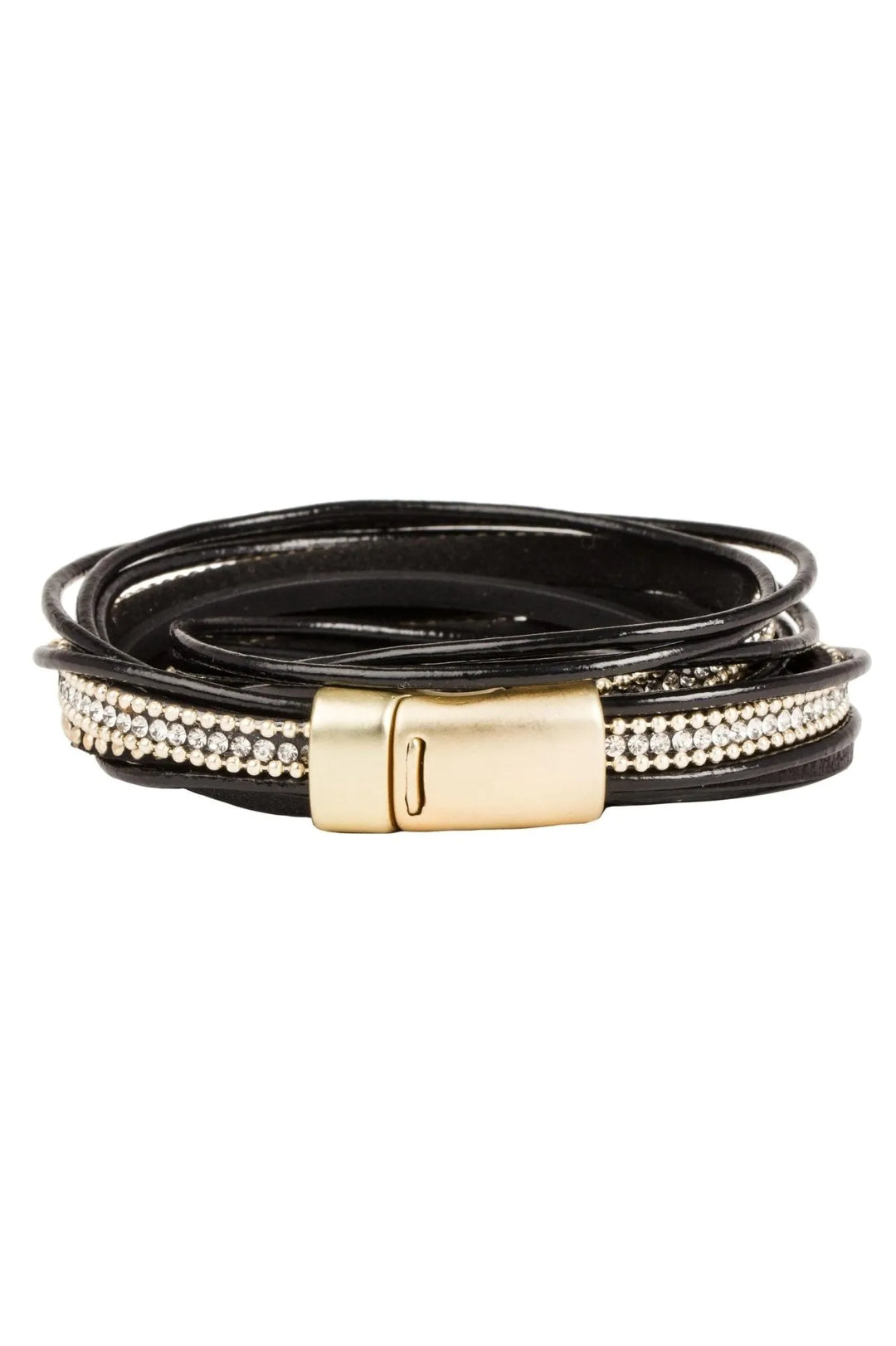 Flaunt Double Wrap Leather Bracelet Black