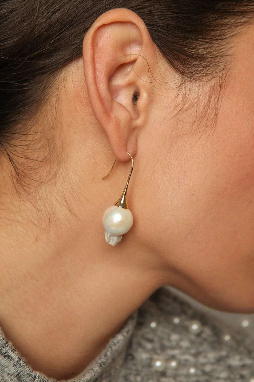 Baroque Drop Earring Linen
