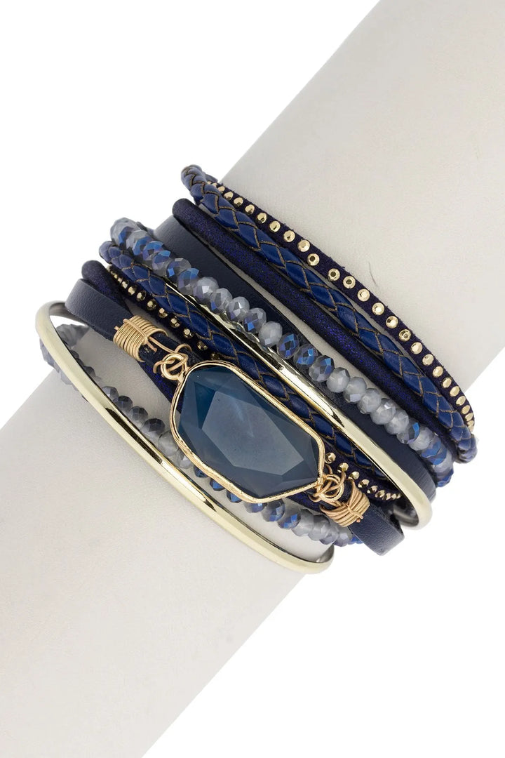 Endless Dream Natural Stone Wrap Bracelet Navy