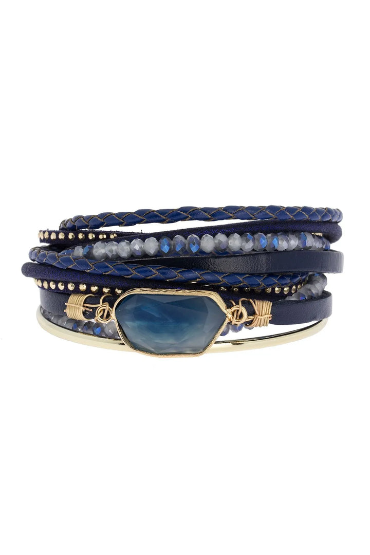 Endless Dream Natural Stone Wrap Bracelet Navy