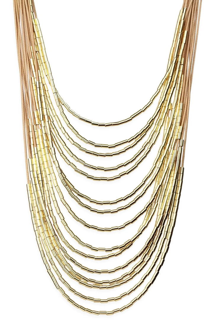 Waterfall Strand Long Layered Necklace Gold