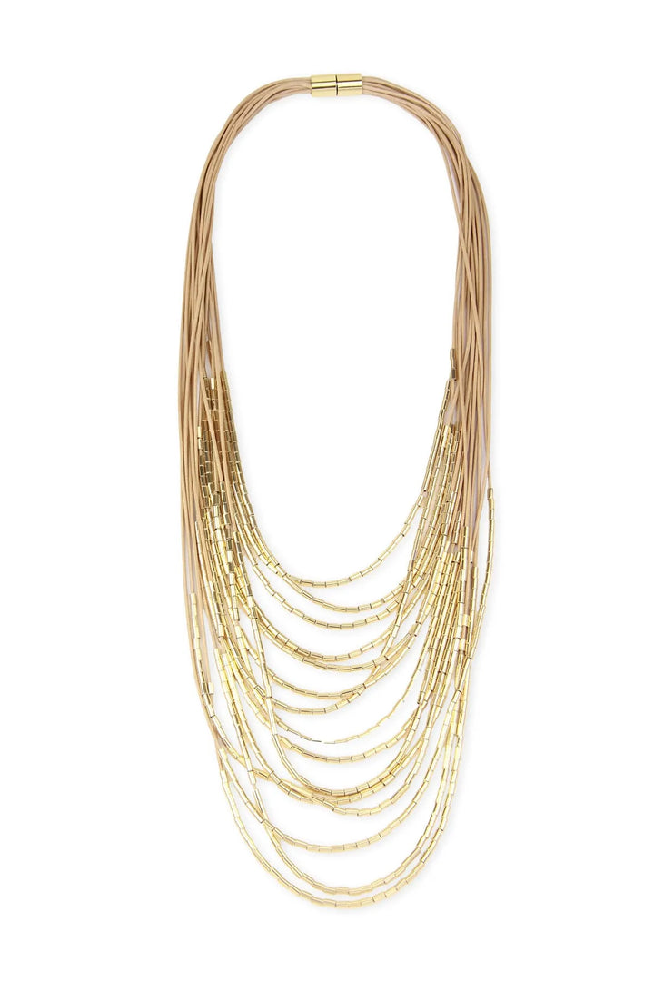 Waterfall Strand Long Layered Necklace Gold