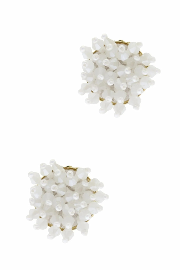 Prickle Beaded Statement Stud Earring White