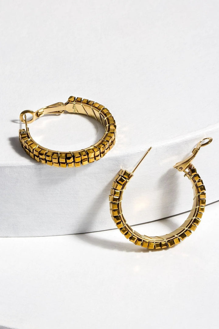 Dainty Beaded Hoop Earring Gold