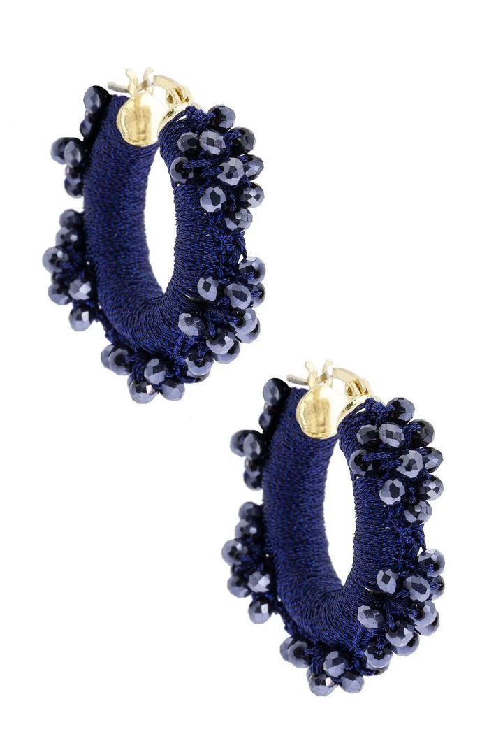 Royal Redux Beaded Hoop Earring Dark Blue