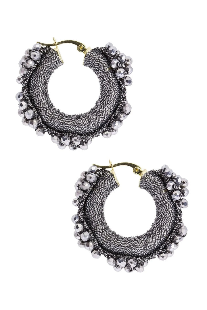 Royal Redux Beaded Hoop Earring Silver