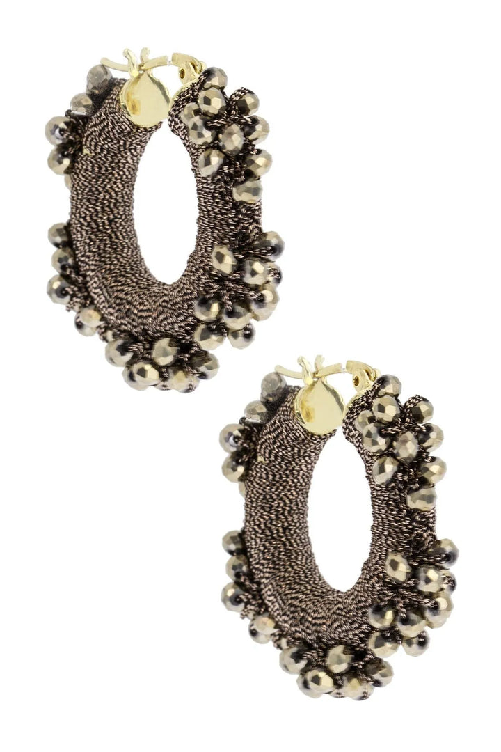 Royal Redux Beaded Hoop Earring Saddle Brown