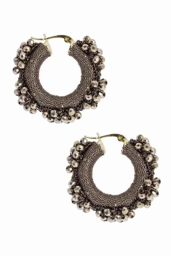 Royal Redux Beaded Hoop Earring Saddle Brown