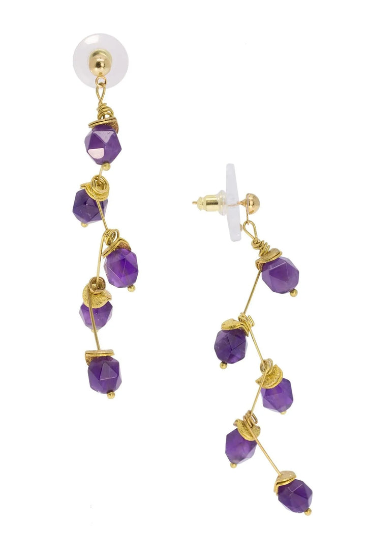 Branch Dangle Gemstone Earring Purple