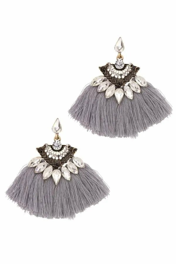 Zelda Fringe Tassel Earring Gray