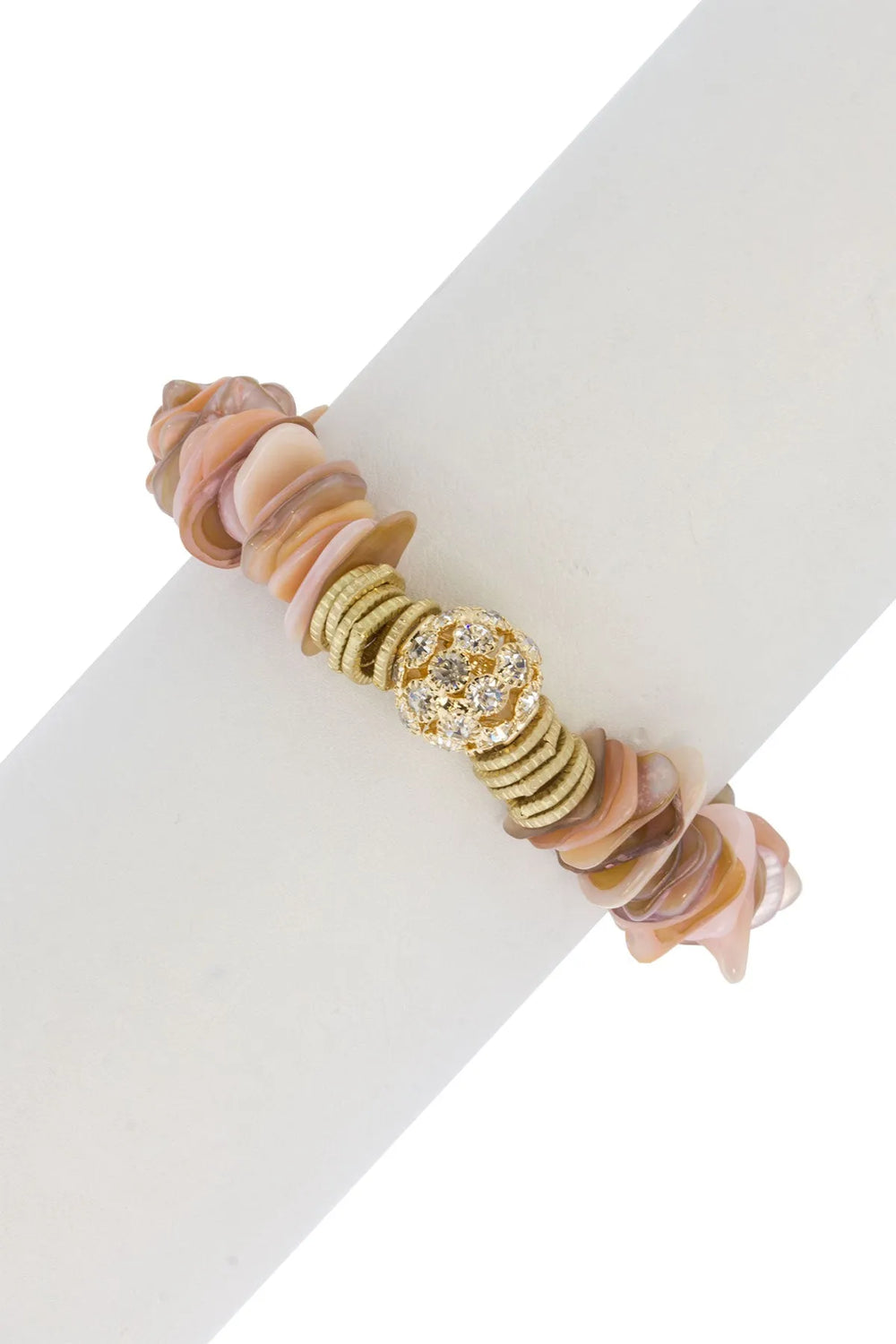 Mother of Pearl Stretch Bracelet Coral