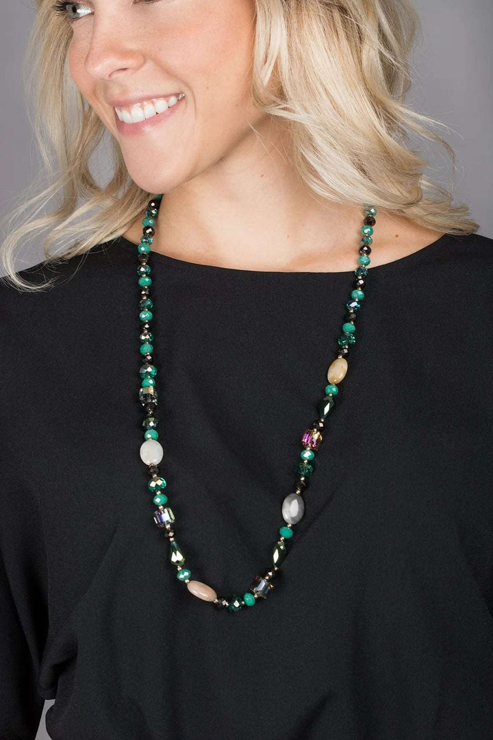 Broadcast Long Beaded Necklace Darkseagreen