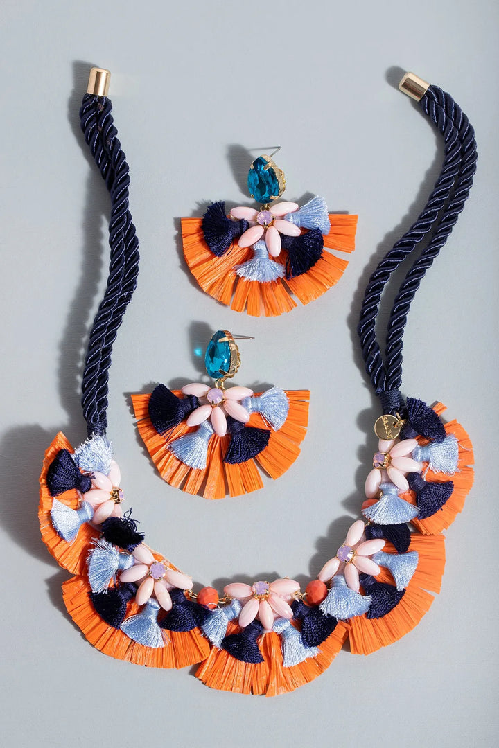 Fiesta Floral Necklace Coral