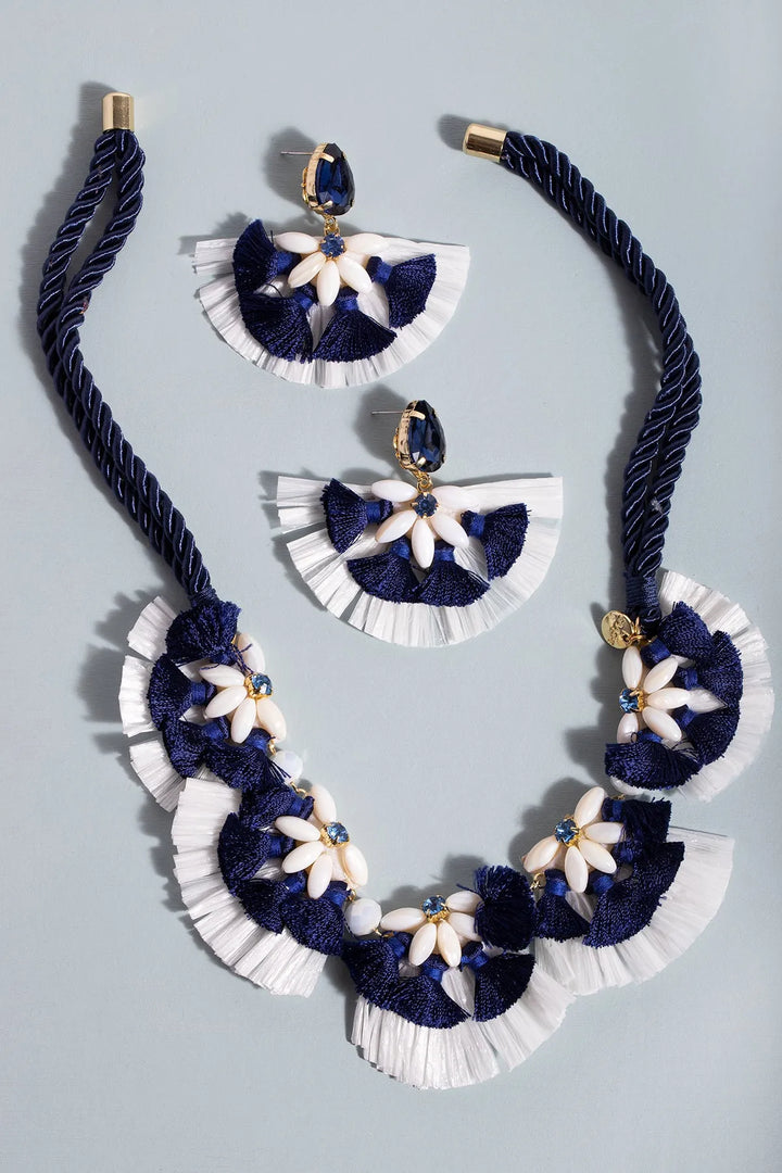 Fiesta Floral Necklace Navy