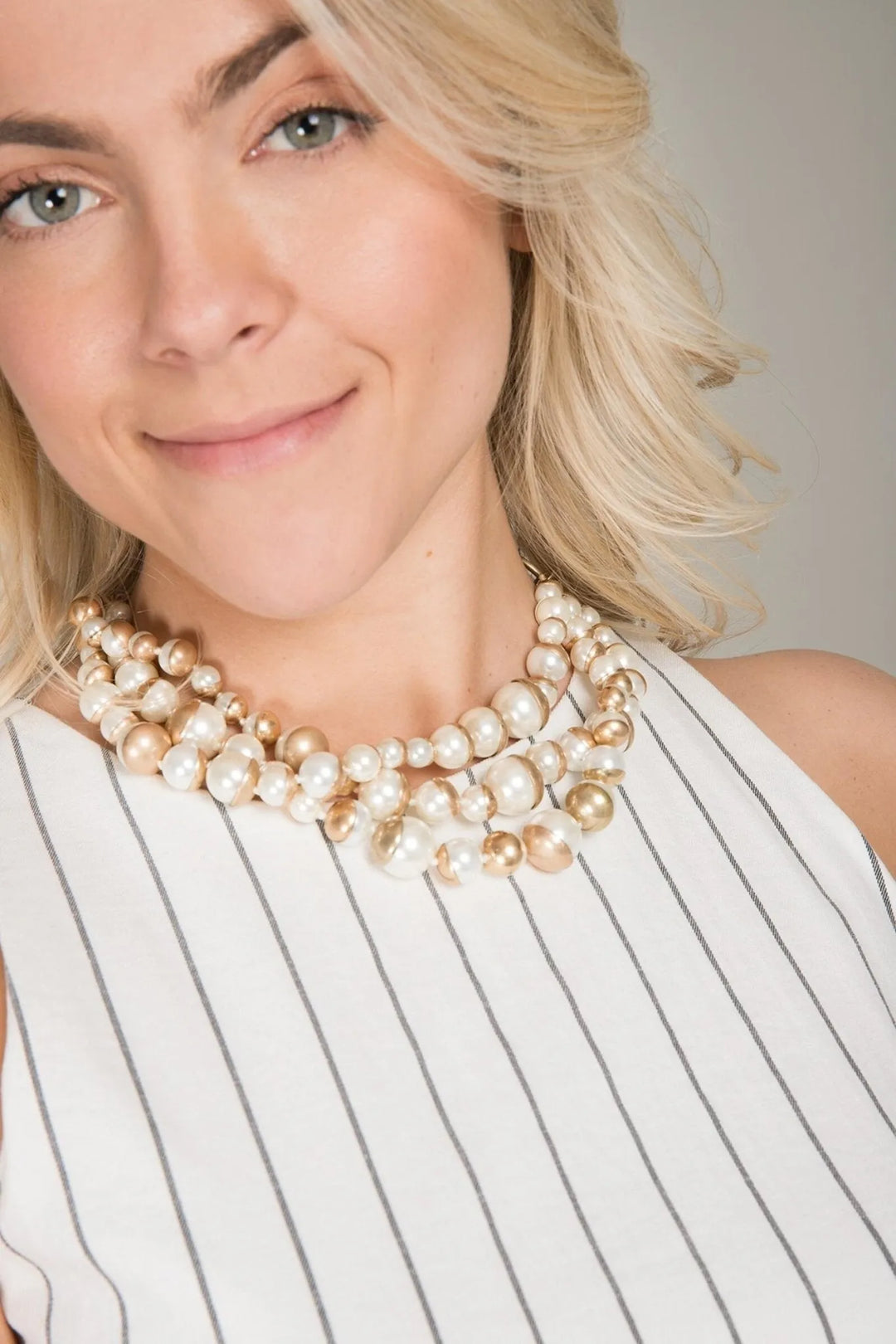 Half Moon Pearl Statement Necklace White