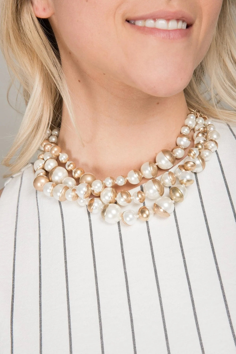 Half Moon Pearl Statement Necklace White