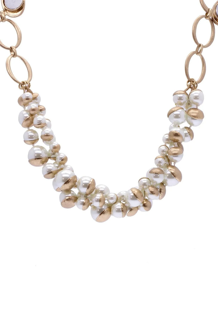 Half Moon Pearl Statement Necklace White